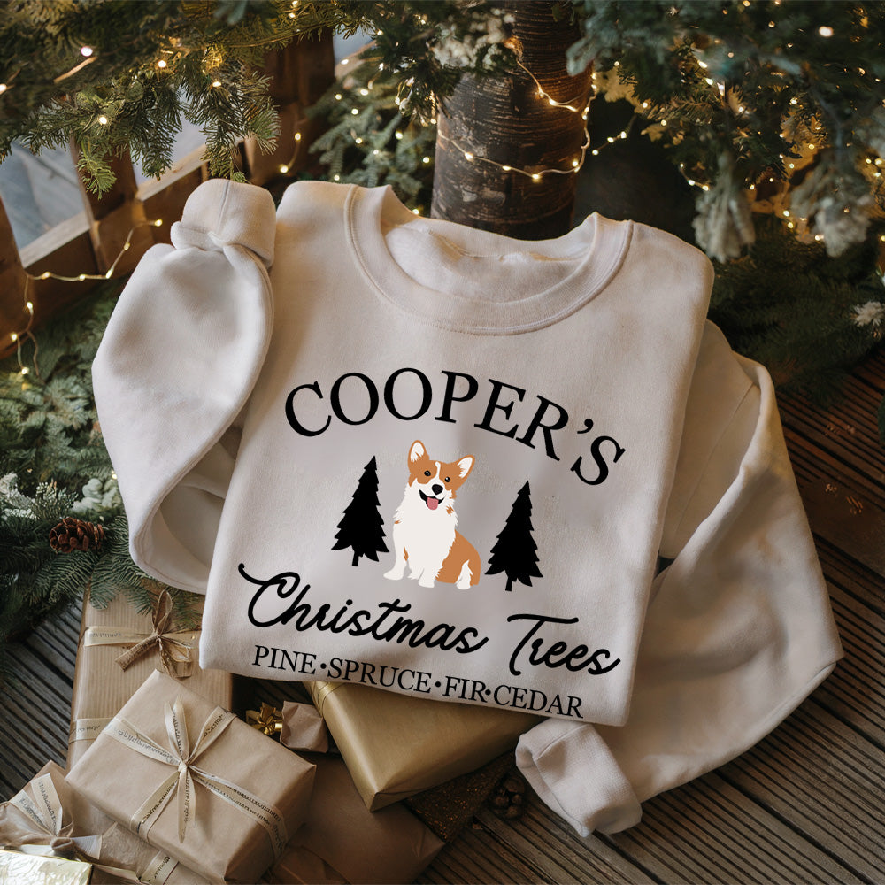 Personalized Welsh Corgi Tree Christmas Crewneck Sweatshirt